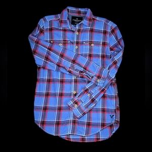 American Eagle Men's "Classic Fit" Plaid Flannel Button Down Shirt, Size X-Small